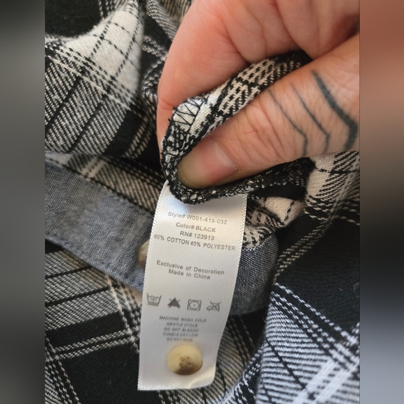 Jachs | Black and White Plaid Shirt Jacket, Size S - Picture 6 of 7